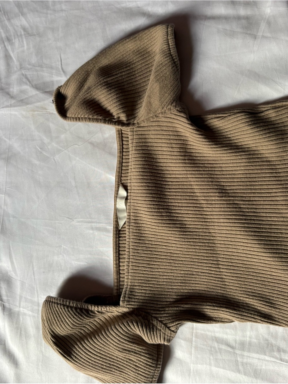 H&M Ribbed Crop Top in Taupe